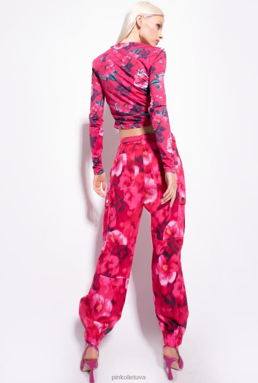 laisvalaikio kelnės | DH06P649 krovininės kelnės su hibisko raštu Pinko keli. fuksija/rožinė