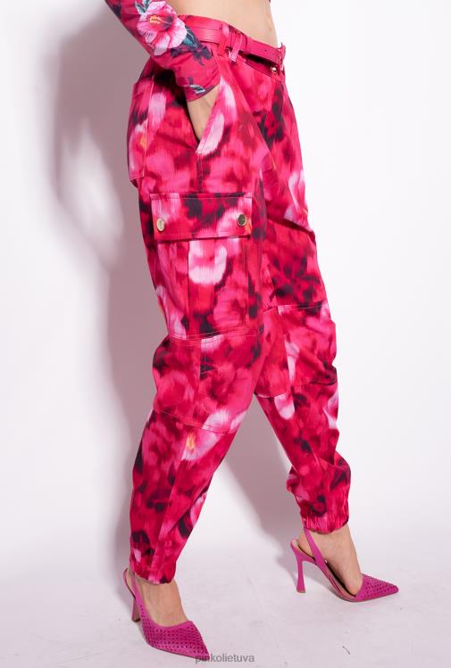 laisvalaikio kelnės | DH06P649 krovininės kelnės su hibisko raštu Pinko keli. fuksija/rožinė