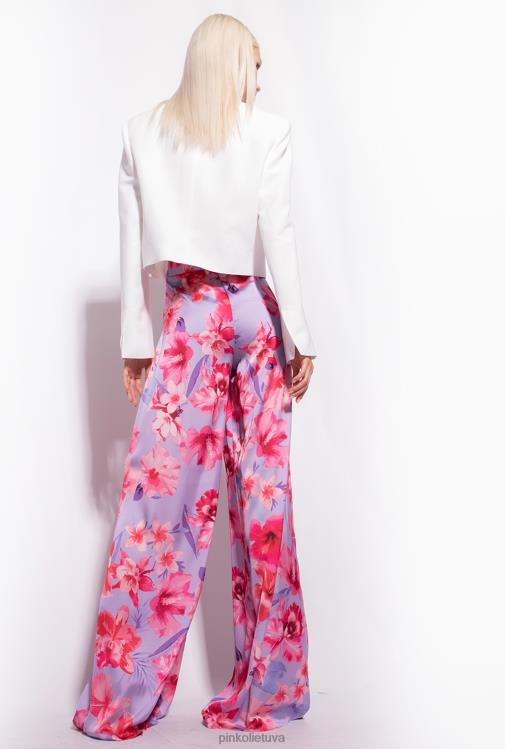 laisvalaikio kelnės | DH06P650 plačios kelnės su gėlių raštu Pinko alyvinė/šviesiai rožinė/fuksija