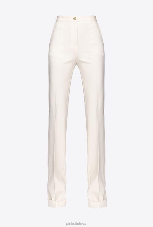 laisvalaikio kelnės | DH06P652 platėjančios kelnės aukštu liemeniu Pinko rožinis dūmas baltas