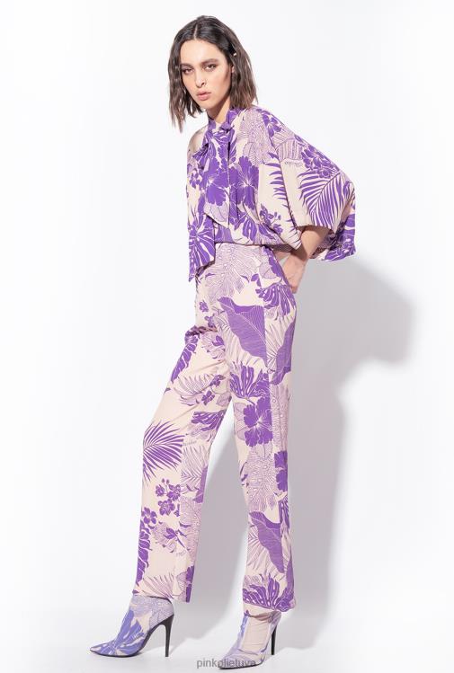 laisvalaikio kelnės | DH06P654 tropinio rašto kelnės Pinko nuogas/violetinė