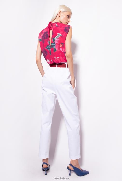 laisvalaikio kelnės | DH06P683 kelnės su logotipu pažymėtu diržu Pinko sniego baltumo