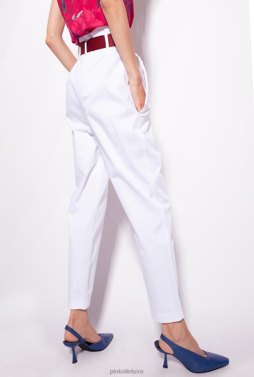 laisvalaikio kelnės | DH06P683 kelnės su logotipu pažymėtu diržu Pinko sniego baltumo