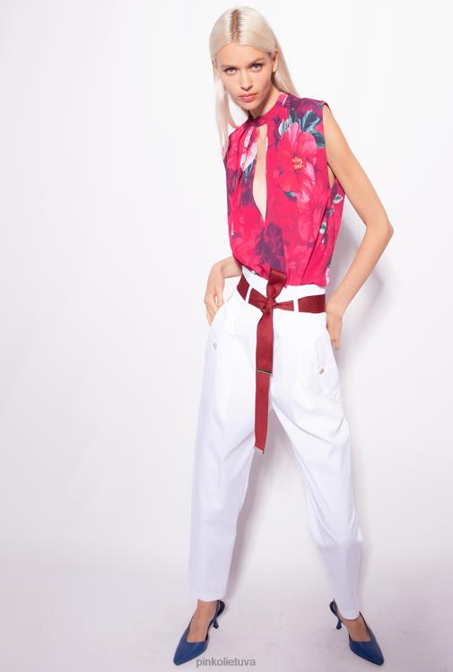 laisvalaikio kelnės | DH06P683 kelnės su logotipu pažymėtu diržu Pinko sniego baltumo