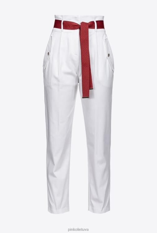 laisvalaikio kelnės | DH06P683 kelnės su logotipu pažymėtu diržu Pinko sniego baltumo
