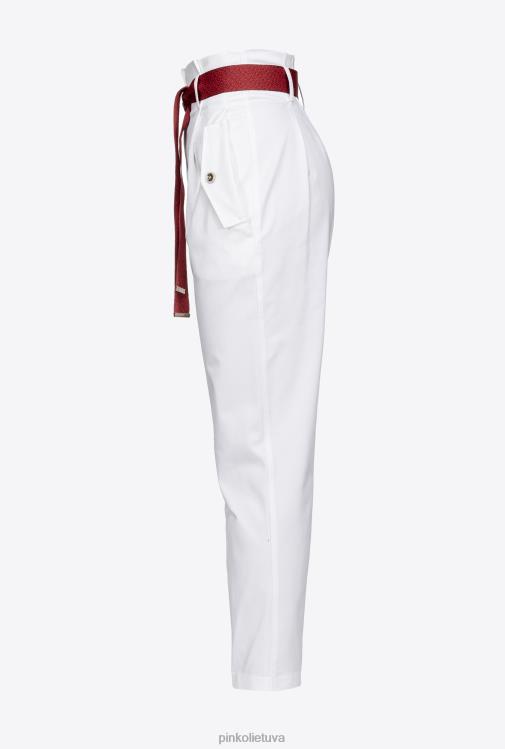 laisvalaikio kelnės | DH06P683 kelnės su logotipu pažymėtu diržu Pinko sniego baltumo