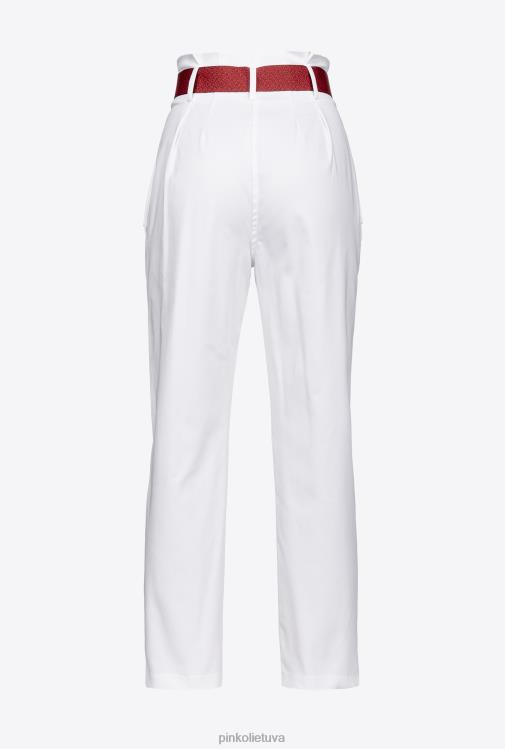 laisvalaikio kelnės | DH06P683 kelnės su logotipu pažymėtu diržu Pinko sniego baltumo