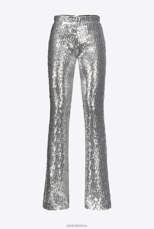 laisvalaikio kelnės | DH06P691 pilnai blizgintos kelnės Pinko metalinis sidabras