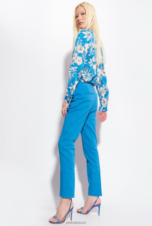 laisvalaikio kelnės | DH06P693 tamprios lininės cigarečių kelnės Pinko direktorius mėlynas