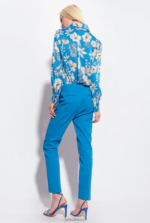 laisvalaikio kelnės | DH06P693 tamprios lininės cigarečių kelnės Pinko direktorius mėlynas