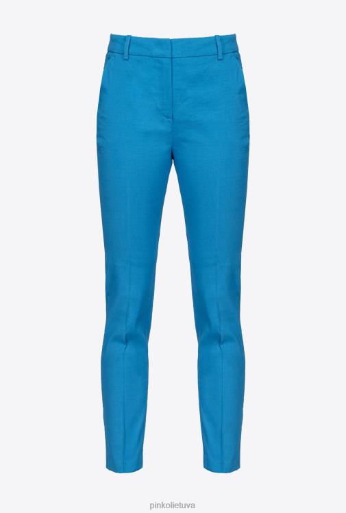 laisvalaikio kelnės | DH06P693 tamprios lininės cigarečių kelnės Pinko direktorius mėlynas