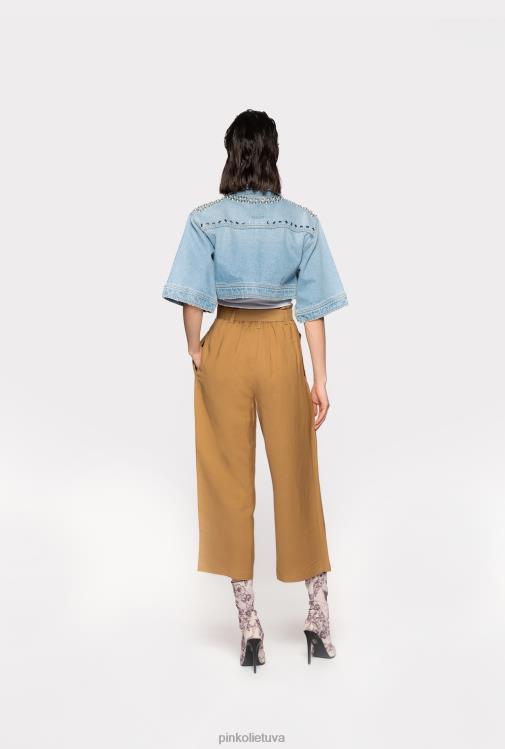 laisvalaikio kelnės | DH06P706 lininės kelnės su lanku Pinko garstyčios