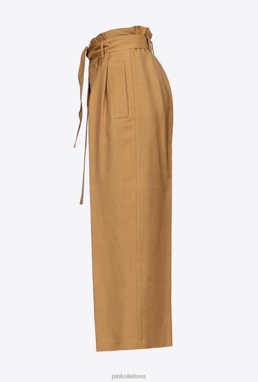 laisvalaikio kelnės | DH06P706 lininės kelnės su lanku Pinko garstyčios