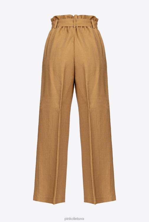 laisvalaikio kelnės | DH06P706 lininės kelnės su lanku Pinko garstyčios
