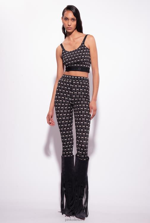laisvalaikio kelnės | DH06P712 monogramos antblauzdžiai Pinko juoda / kreminė