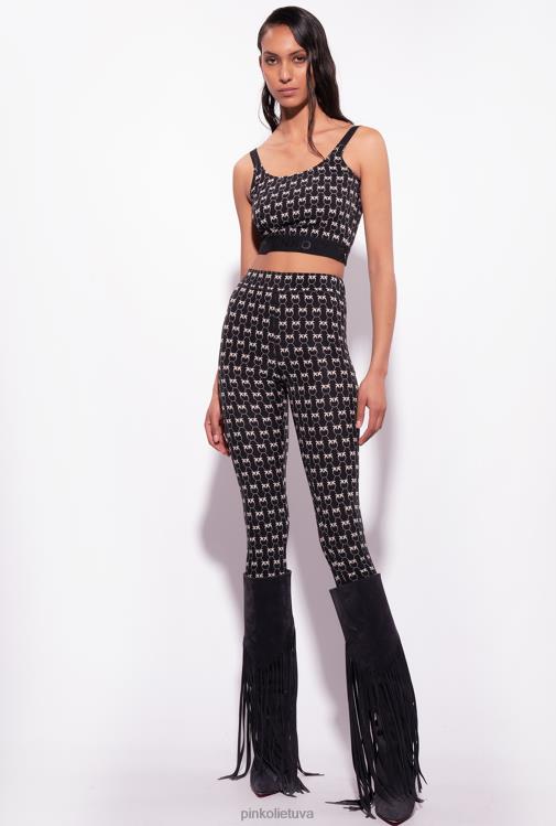 laisvalaikio kelnės | DH06P712 monogramos antblauzdžiai Pinko juoda / kreminė