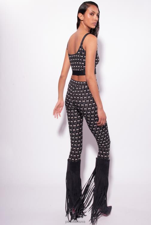 laisvalaikio kelnės | DH06P712 monogramos antblauzdžiai Pinko juoda / kreminė