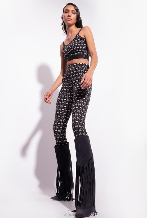 laisvalaikio kelnės | DH06P712 monogramos antblauzdžiai Pinko juoda / kreminė