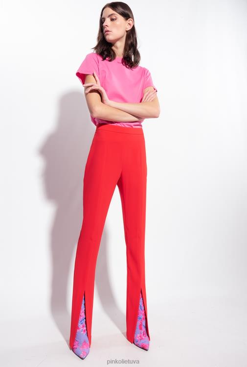 laisvalaikio kelnės | DH06P725 siauros kelnės su skeltuku Pinko 1 formulė raudona