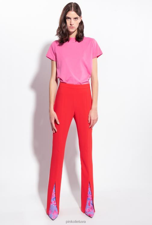 laisvalaikio kelnės | DH06P725 siauros kelnės su skeltuku Pinko 1 formulė raudona