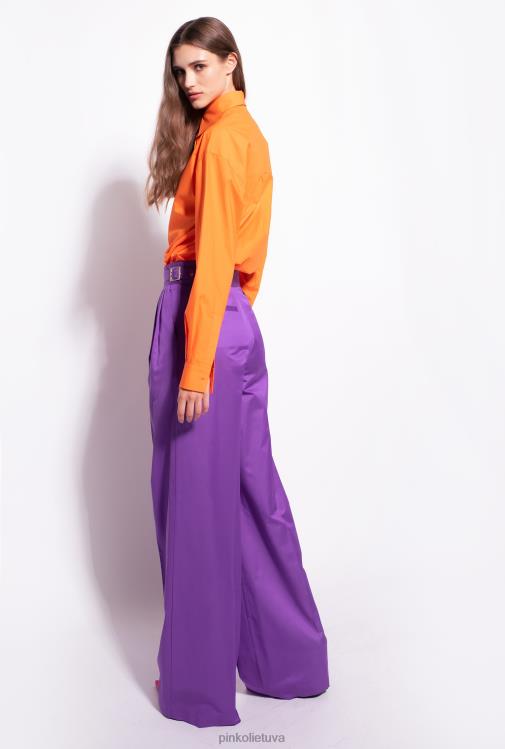 laisvalaikio kelnės | DH06P727 palazzo kelnės su dirželiais juosmenyje Pinko pasididžiavimas violetinė