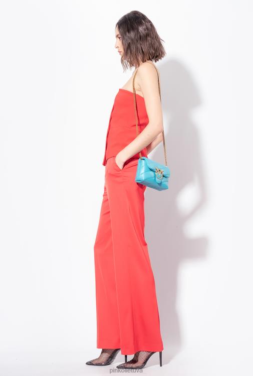 laisvalaikio kelnės | DH06P737 blizgios platėjančios kelnės Pinko 1 formulė raudona