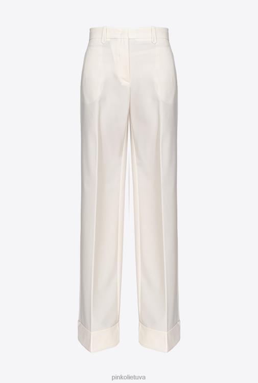 laisvalaikio kelnės | DH06P739 aukštu liemeniu palazzo kelnės Pinko balti vaniliniai ledai