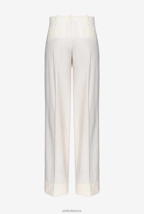 laisvalaikio kelnės | DH06P739 aukštu liemeniu palazzo kelnės Pinko balti vaniliniai ledai
