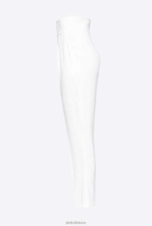 laisvalaikio kelnės | DH06P742 tamprios krepinės kelnės aukštu liemeniu Pinko česnakas baltas