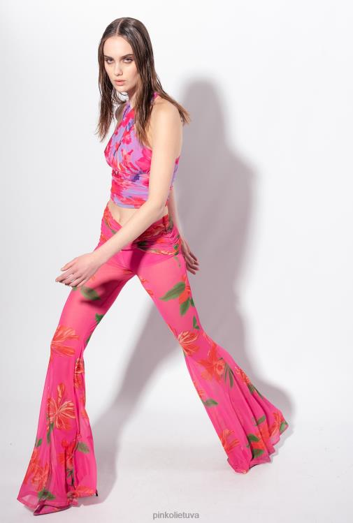 laisvalaikio kelnės | DH06P758 pusiau permatomos gėlėtos kelnės Pinko multi fuksija/raudona