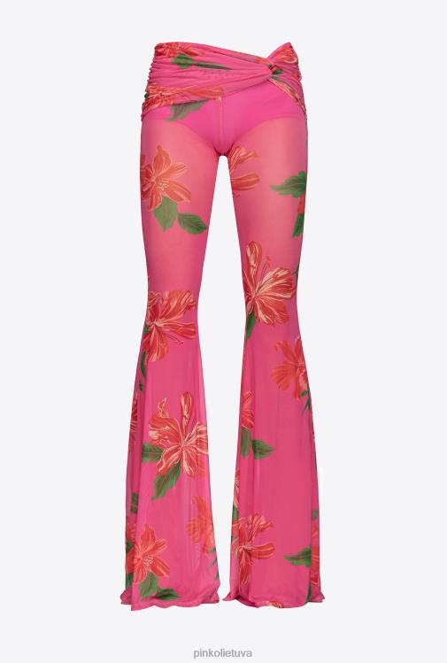 laisvalaikio kelnės | DH06P758 pusiau permatomos gėlėtos kelnės Pinko multi fuksija/raudona
