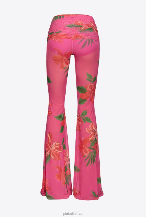 laisvalaikio kelnės | DH06P758 pusiau permatomos gėlėtos kelnės Pinko multi fuksija/raudona