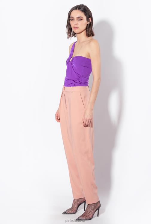 laisvalaikio kelnės | DH06P759 morkų stiliaus satino kelnės Pinko kameja rožė
