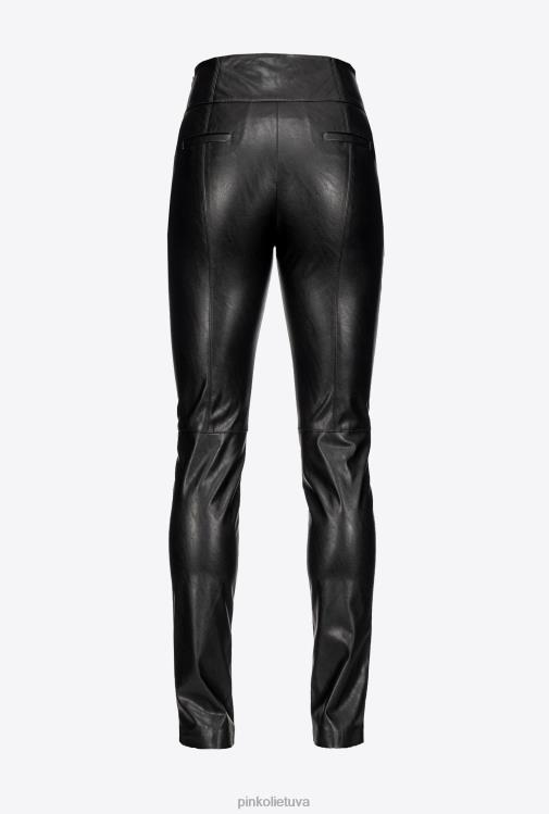 laisvalaikio kelnės | DH06P760 odinio efekto kelnės su skeltuku Pinko limuzinas juodas