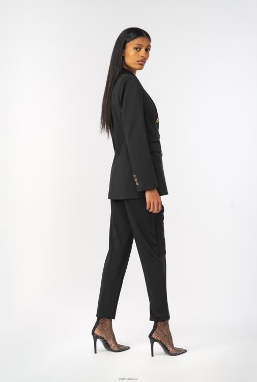 laisvalaikio kelnės | DH06P761 plonos kelnės su meilės paukščių diržu Pinko limuzinas juodas