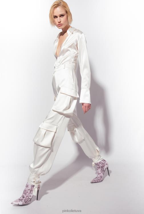 laisvalaikio kelnės | DH06P764 satino krovinines kelnes Pinko sniego baltumo