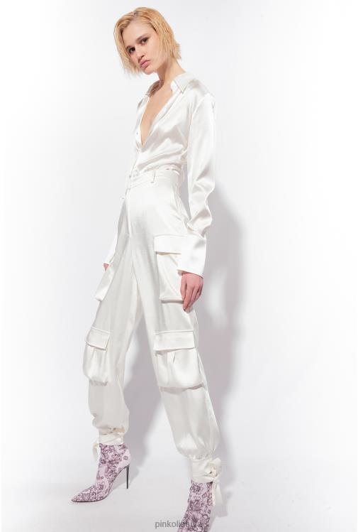 laisvalaikio kelnės | DH06P764 satino krovinines kelnes Pinko sniego baltumo