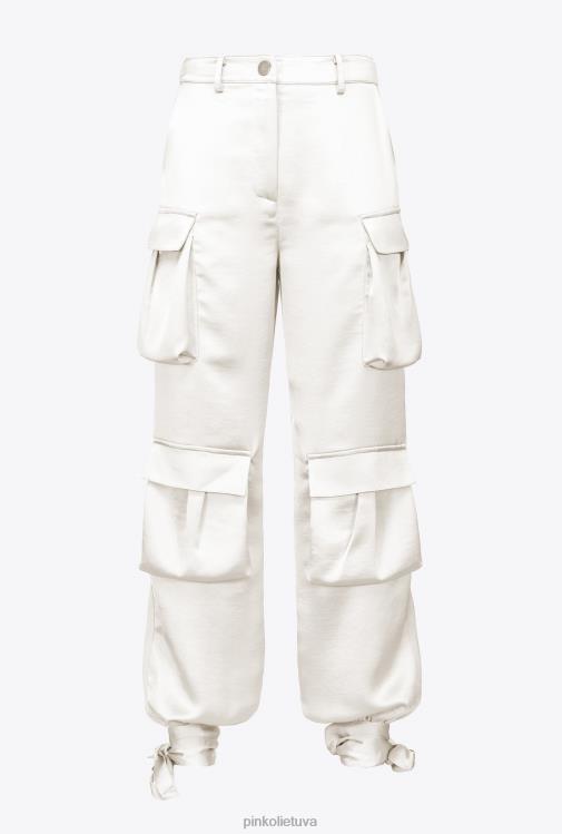 laisvalaikio kelnės | DH06P764 satino krovinines kelnes Pinko sniego baltumo