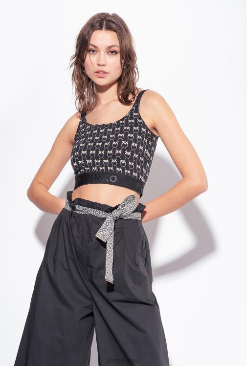 laisvalaikio kelnės | DH06P766 plačios kelnės su diržu Pinko limuzinas juodas