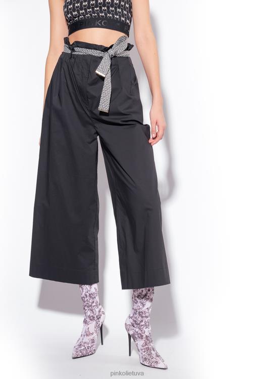 laisvalaikio kelnės | DH06P766 plačios kelnės su diržu Pinko limuzinas juodas