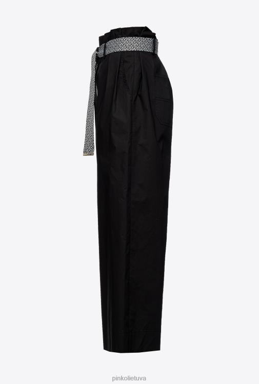 laisvalaikio kelnės | DH06P766 plačios kelnės su diržu Pinko limuzinas juodas