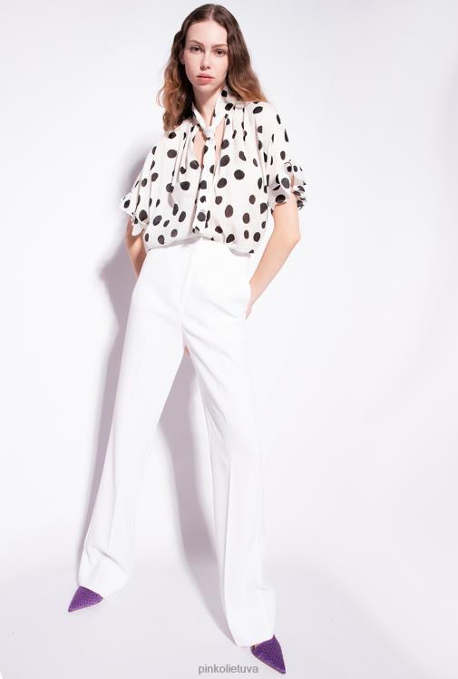 laisvalaikio kelnės | DH06P778 platėjančios polietileno krepinės kelnės Pinko pieno baltumo