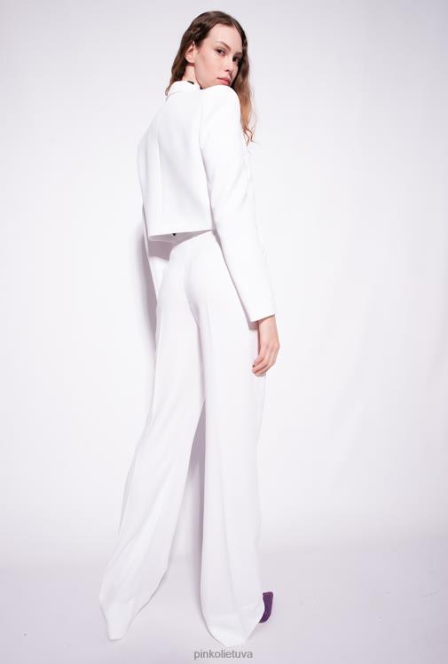 laisvalaikio kelnės | DH06P778 platėjančios polietileno krepinės kelnės Pinko pieno baltumo