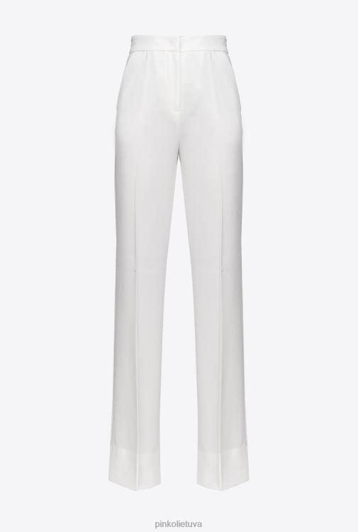 laisvalaikio kelnės | DH06P778 platėjančios polietileno krepinės kelnės Pinko pieno baltumo