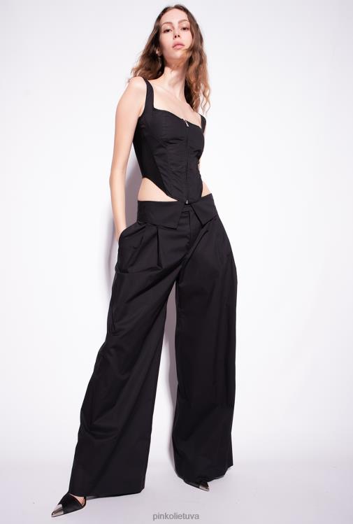 laisvalaikio kelnės | DH06P783 plačios kelnės su poplinu Pinko limuzinas juodas