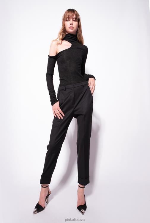 laisvalaikio kelnės | DH06P791 flanelinės kelnės Pinko limuzinas juodas