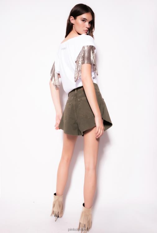 šortai | DH06P657 jaučio audinio drugeliai šortai Pinko šautuvas žalias