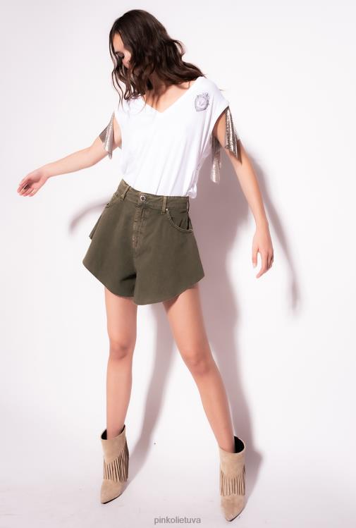 šortai | DH06P657 jaučio audinio drugeliai šortai Pinko šautuvas žalias