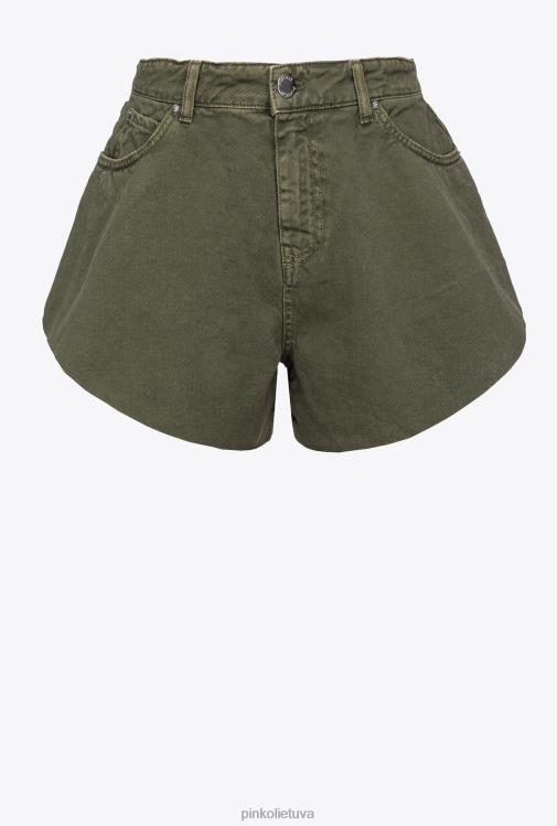 šortai | DH06P657 jaučio audinio drugeliai šortai Pinko šautuvas žalias