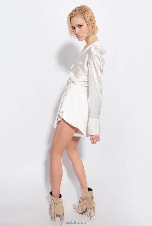 šortai | DH06P658 jaučio audinio drugeliai šortai Pinko ryškiai balta